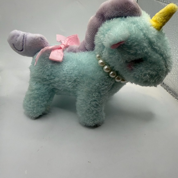 Plush Blue and Pink Unicorn Pearls Stuffed Animal YELL 5” - Picture 2 of 8